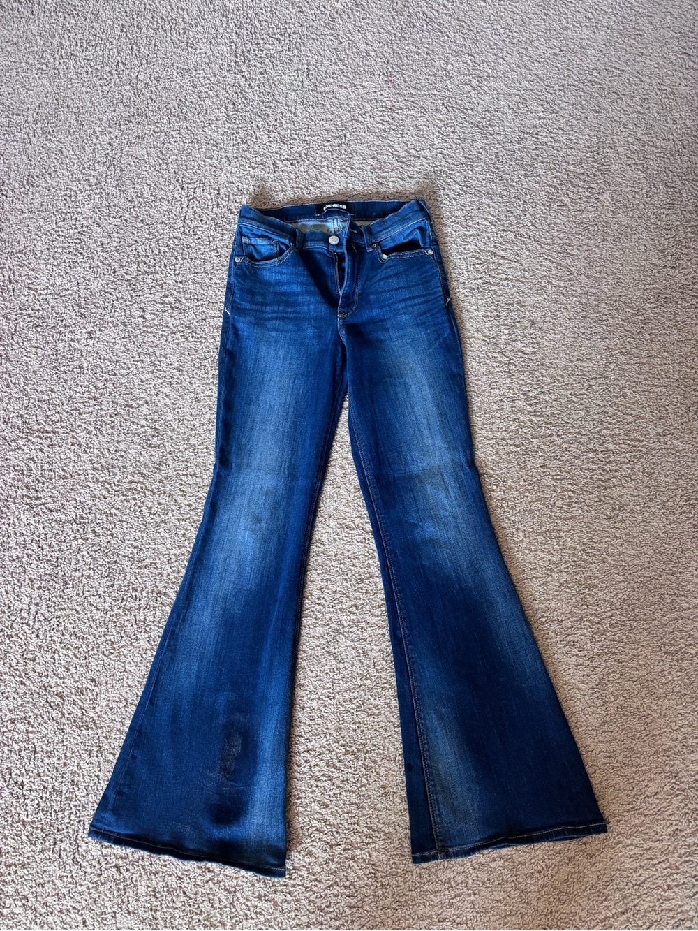 Express Dark Blue Flare Jeans - Vintage Wash